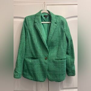Ann Taylor Women's Tweed Green Blazer size 14